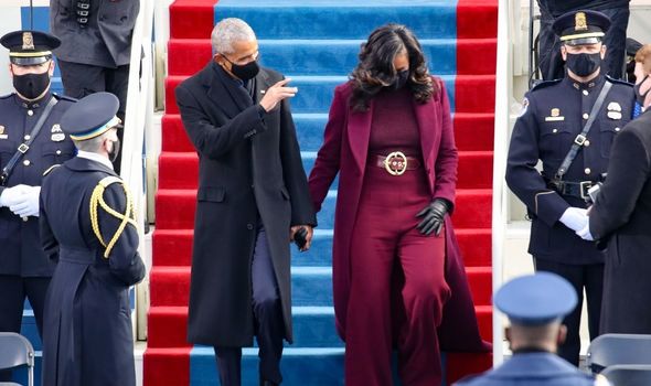 Michelle Obama et Barack Obama assistant à l'inauguration de Joe Biden 