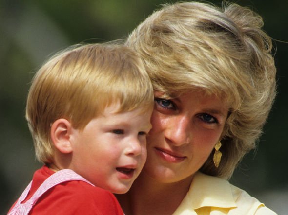 Diana, princesse de Galles tenant son fils le prince Harry