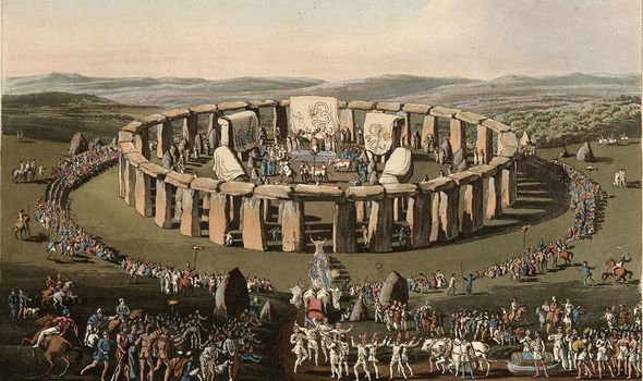 Histoire de l'Angleterre: une impression d'artiste d'une ancienne cérémonie à Stonehenge