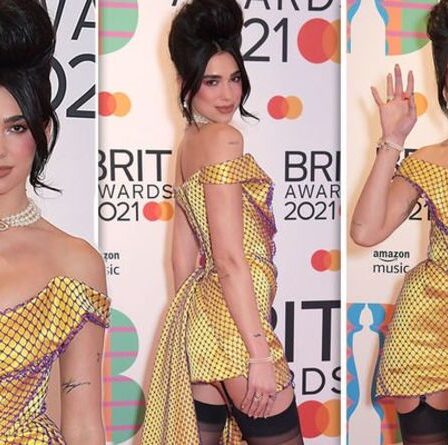 Dua Lipa fait tourner les têtes en robe dénudée et SUSPENDERS sur le tapis rouge des Brit Awards 2021