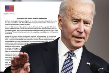 Joe Biden Fury: 120 officiers militaires à la retraite affirment que la victoire électorale était une fraude - Les États-Unis en `` péril ''