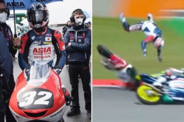 Le pilote de Moto3 Takuma Matsuyama s'envole dans un accident spectaculaire lors des qualifications pour le GP d'Italie