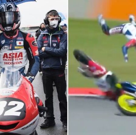 Le pilote de Moto3 Takuma Matsuyama s'envole dans un accident spectaculaire lors des qualifications pour le GP d'Italie