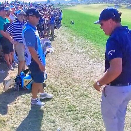Phil Mickelson se heurte à un fan du championnat de la PGA qui a ramassé sa balle dans une inciden bizarre