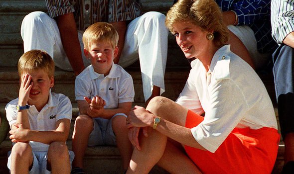La princesse Diana et le prince William et Harry