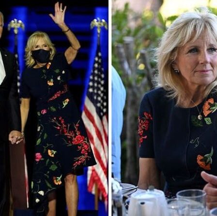 Jill Biden « splendide » dans une robe Oscar de la Renta de 4000 £ recyclée lors du sommet du G7