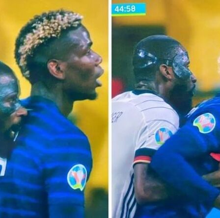 La star de Chelsea Antonio Rudiger filmée en train de mordre Paul Pogba lors du match France-Allemagne