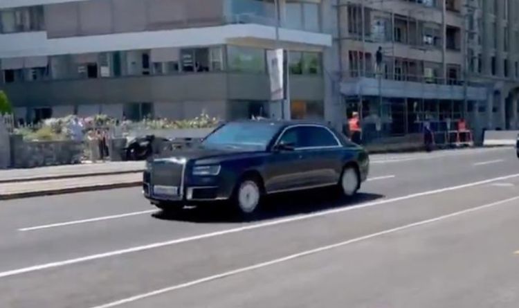 L'incroyable convoi de 22 voitures de limousines russes de Vladimir Poutine arrive pour affronter Biden