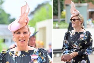 'Magnifique comme toujours!'  Zara Tindall porte une robe à fleurs et un chapeau rose unique pour Royal Ascot
