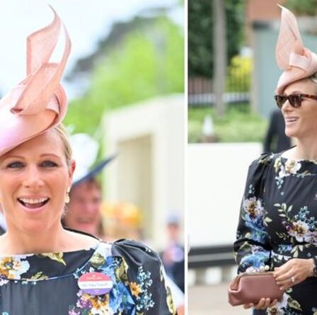 'Magnifique comme toujours!'  Zara Tindall porte une robe à fleurs et un chapeau rose unique pour Royal Ascot