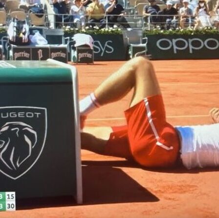 Novak Djokovic fait une chute brutale et s'écrase dans une boîte publicitaire lors de la finale de Roland-Garros