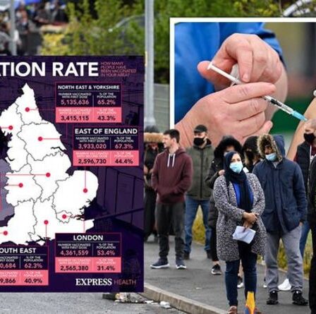 Traqueur de vaccin Covid MAPPED : Où au Royaume-Uni a le taux de vaccination le plus élevé ?  Derniers chiffres