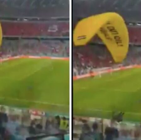 Un manifestant s'écrase presque sur des fans dans un quasi-accident effrayant avant la France contre l'Allemagne