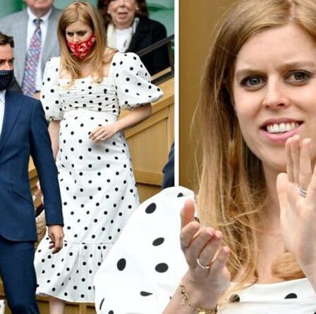 `` À couper le souffle '': la princesse Beatrice enceinte en robe Self Portrait à 340 £ à Wimbledon