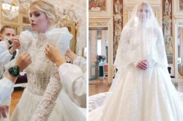 Lady Kitty Spencer séduit par sa robe de mariée inspirée de Kate Middleton et Grace Kelly