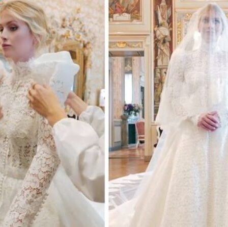 Lady Kitty Spencer séduit par sa robe de mariée inspirée de Kate Middleton et Grace Kelly