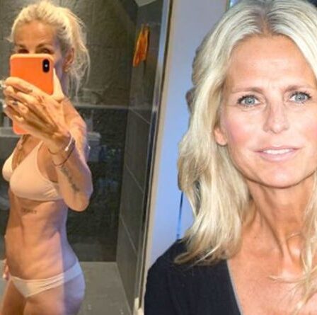 Ulrika Jonsson pose en sous-vêtements juste chair après avoir riposté à un jeu de tir nu