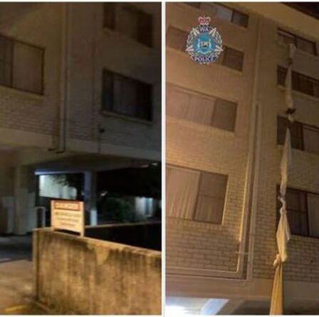 Un homme s'échappe de la quarantaine de l'hôtel - des draps attachés ensemble pour monter du quatrième étage