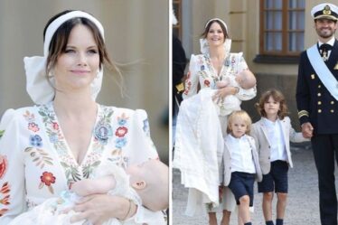 'Angelic': la princesse Sofia de Suède brille dans une robe de 945 £ au baptême de son fils