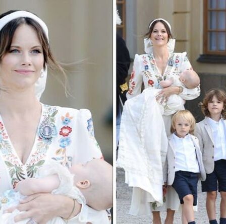 'Angelic': la princesse Sofia de Suède brille dans une robe de 945 £ au baptême de son fils
