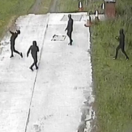 Chaos de la prison de Salford: la police chasse cinq voyous en lançant des armes et de la drogue par-dessus le mur – IMAGE