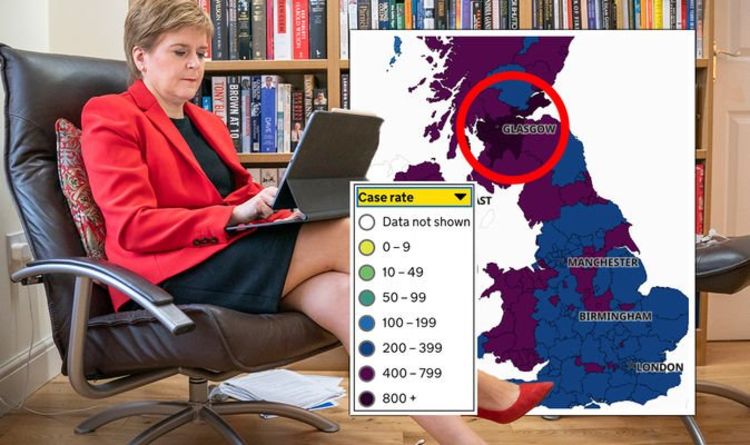 La honte de l'esturgeon !  La carte montre que l'Écosse a les niveaux de Covid LES PLUS ÉLEVÉS de tout le Royaume-Uni