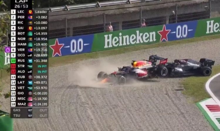 La voiture de Max Verstappen atterrit sur Lewis Hamilton dans un accident dramatique au GP d'Italie