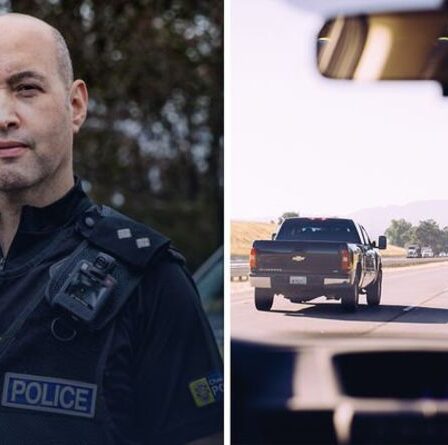 Les policiers de l'autoroute partagent un panneau d'avertissement majeur pour arrêter une voiture - "c'est un feu rouge"