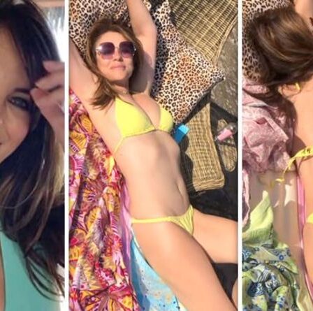 Liz Hurley, 56 ans, suscite la frénésie alors qu'elle se roule en bikini audacieux dans une nouvelle vidéo à couper le souffle