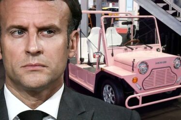 Plus de misère Macron alors que Mini Moke se dirige vers le Royaume-Uni dans un camouflet français « Coming home ! »