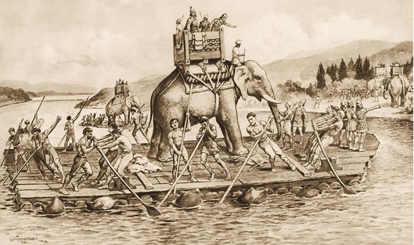 Hannibal : le général carthaginois traversant le Rhône vers l'Italie pendant la seconde guerre punique