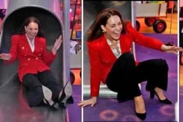 REGARDER: Moment hilarant, la descente de Kate Middleton sur le toboggan Legoland se termine presque par un désastre