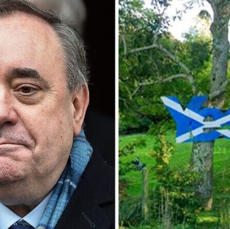 Alex Salmond planifie une rangée alors que l'ancien chef du SNP a reçu l'ordre de retirer l'énorme panneau Oui du jardin