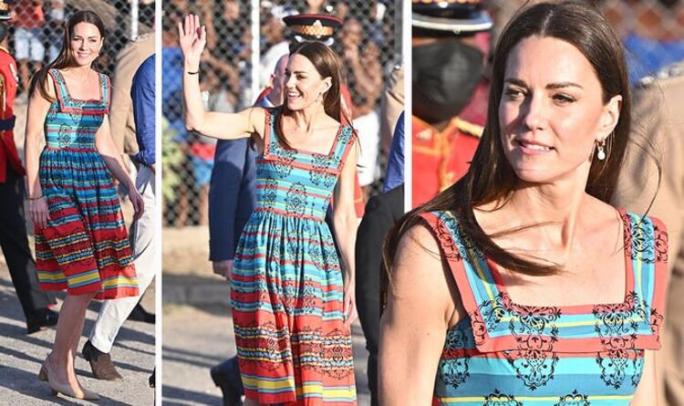 Kate Middleton étourdit dans une robe corail et turquoise à 369 £ pour le troisième changement de tenue du jour