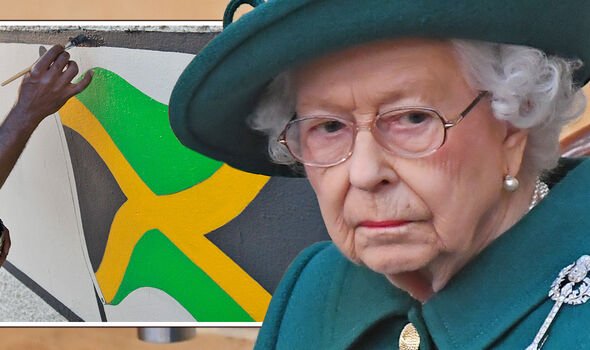 Reine Elizabeth II / drapeau jamaïcain