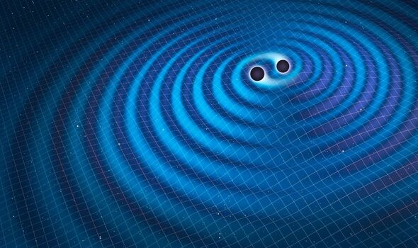 Vue d'artiste des ondes gravitationnelles