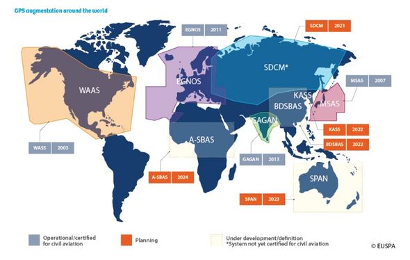 Une carte des systèmes de superposition GPS dans le monde
