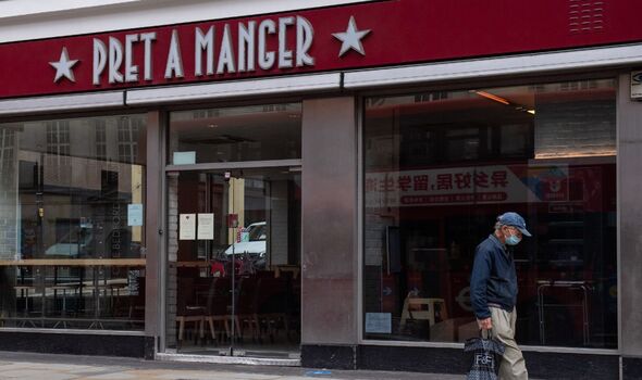 une succursale fermée de Pret a Manger dans le centre de Londres