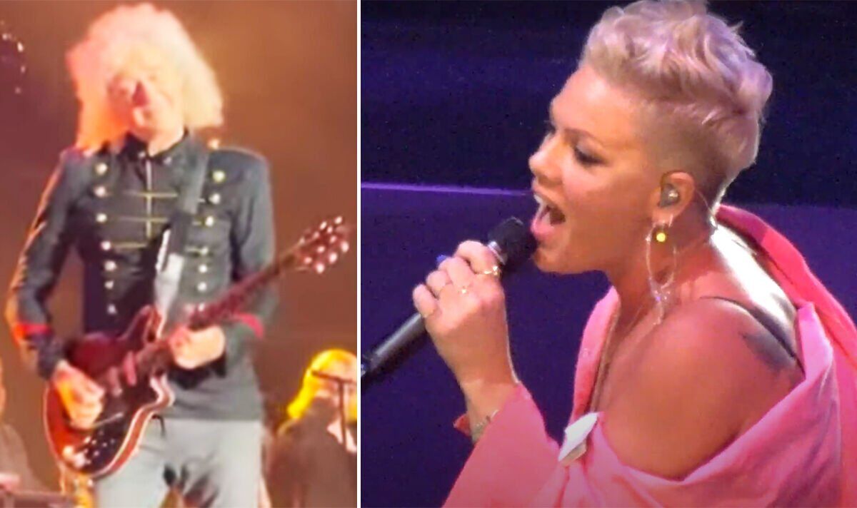 'Quelle explosion!'  Brian May et Roger Taylor jouent avec Pink au chant de Freddie Mercury