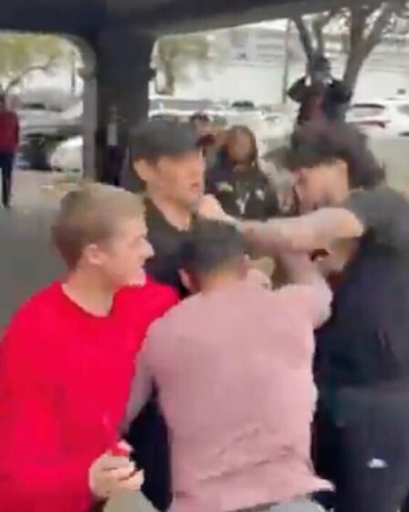 Dillon Danis et l'ancien adversaire de Tommy Fury Anthony Taylor dans une bagarre de rue après le coup de poing de KSI