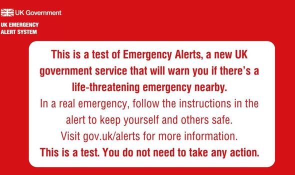 Le message de test d'alerte d'urgence