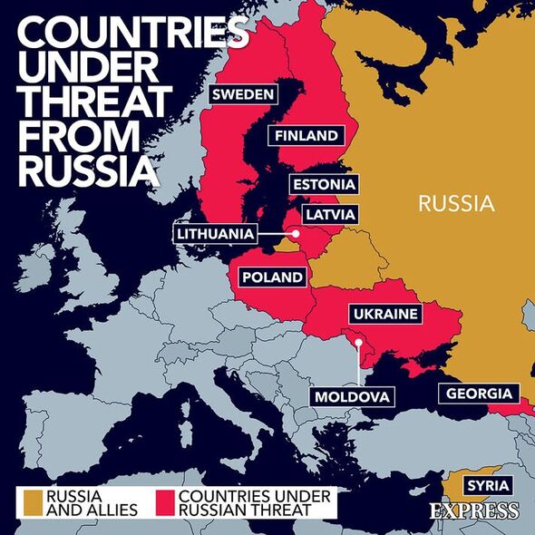Les pays actuellement menacés par Poutine