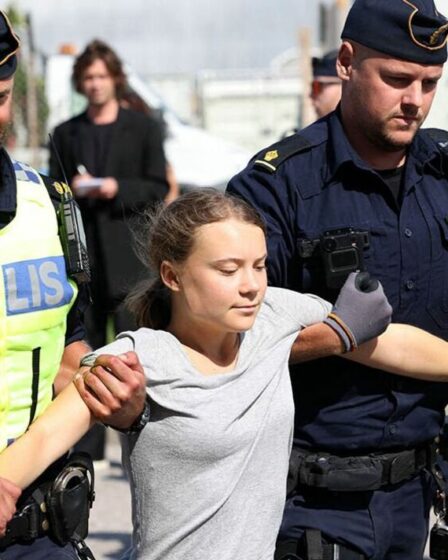 Greta Thunberg souriante traînée par la police quelques heures seulement après avoir été condamnée à une amende par le tribunal