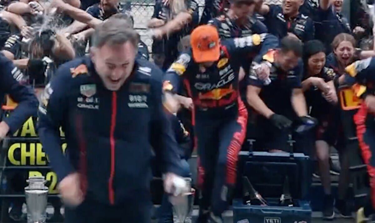 Max Verstappen's trophy broken again as Red Bull cause havoc in Belgian GP celebrations