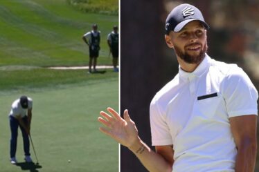 Steph Curry canalise son Tiger Woods intérieur en répétant le mouvement signature de l'icône du golf