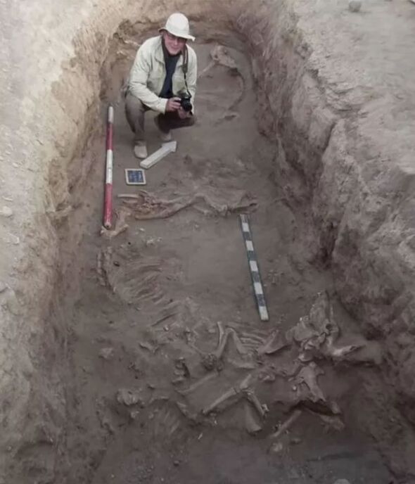 L'une des nombreuses fosses funéraires trouvées sur le site
