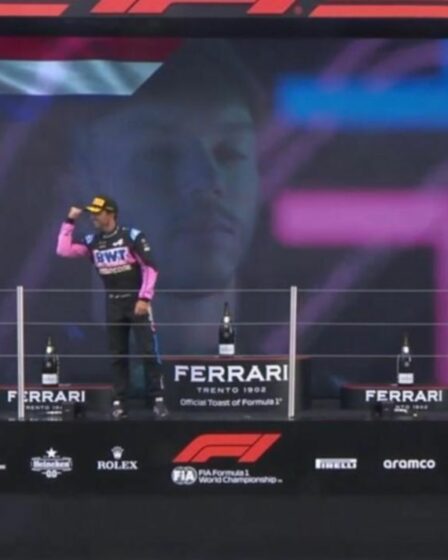 Une erreur sur le podium de F1 repérée par des fans aux yeux d'aigle alors que Verstappen, Alonso et Gasly célèbrent