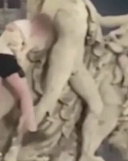 Un touriste brise une statue de Bruxelles en grimpant dessus devant des spectateurs horrifiés