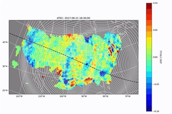 Une carte du contenu électronique total de l'ionosphère