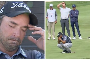 Un golfeur en larmes alors que le penalty lui remet une carte du PGA Tour après un premier chagrin